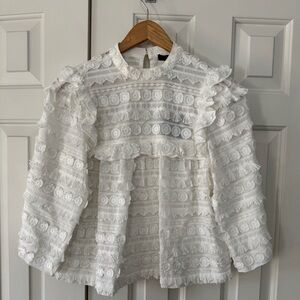 Smythe White Lace Ruffle Blouse